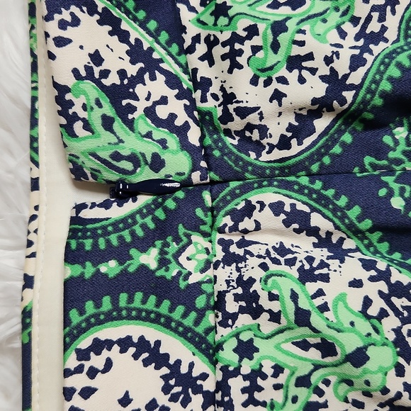 J. Crew no. 2 pencil skirt Paisley ornamental design in blue and green size 2 - Picture 5 of 9